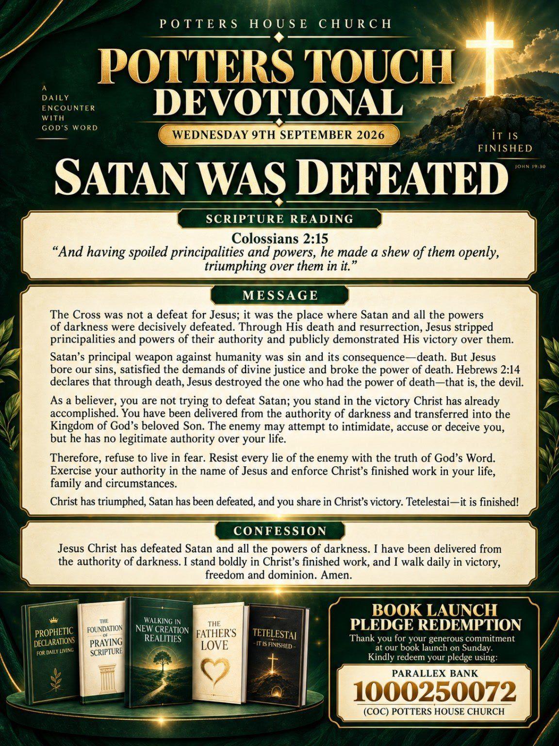 Satan Was Defeated devotional design