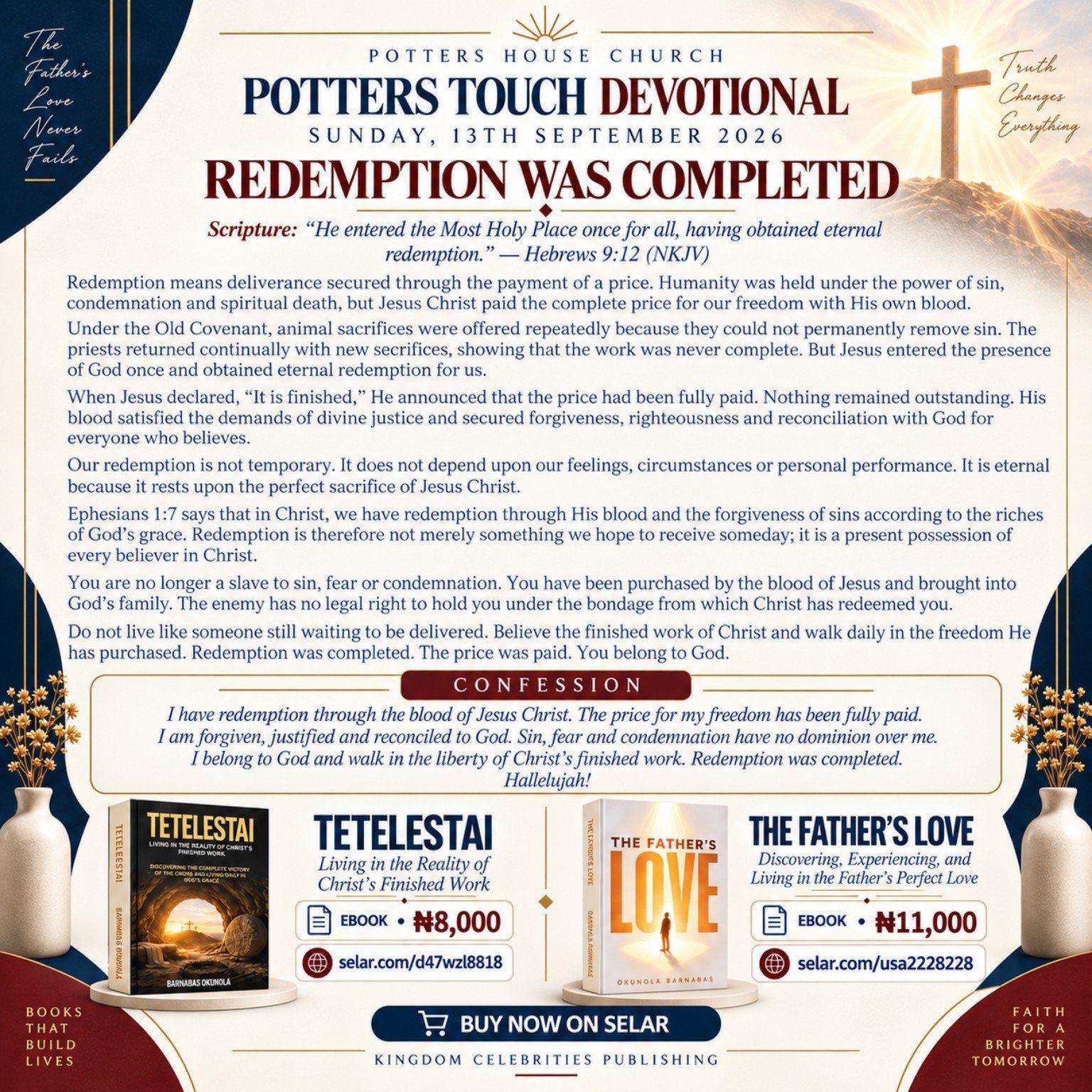 Redemption Was Completed devotional design