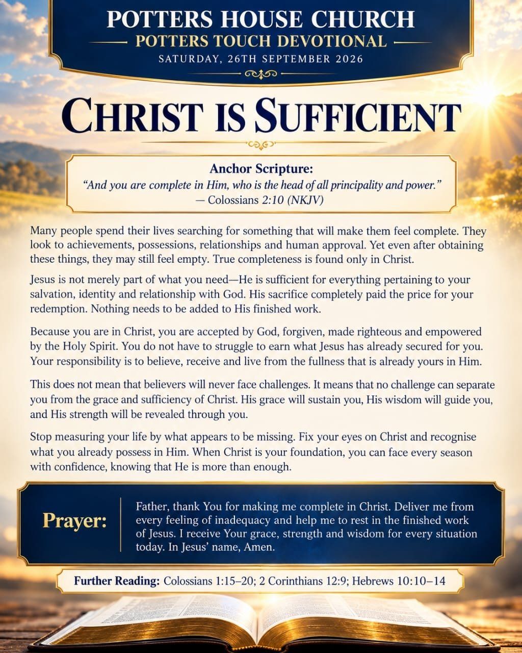 Christ Is Sufficient devotional design