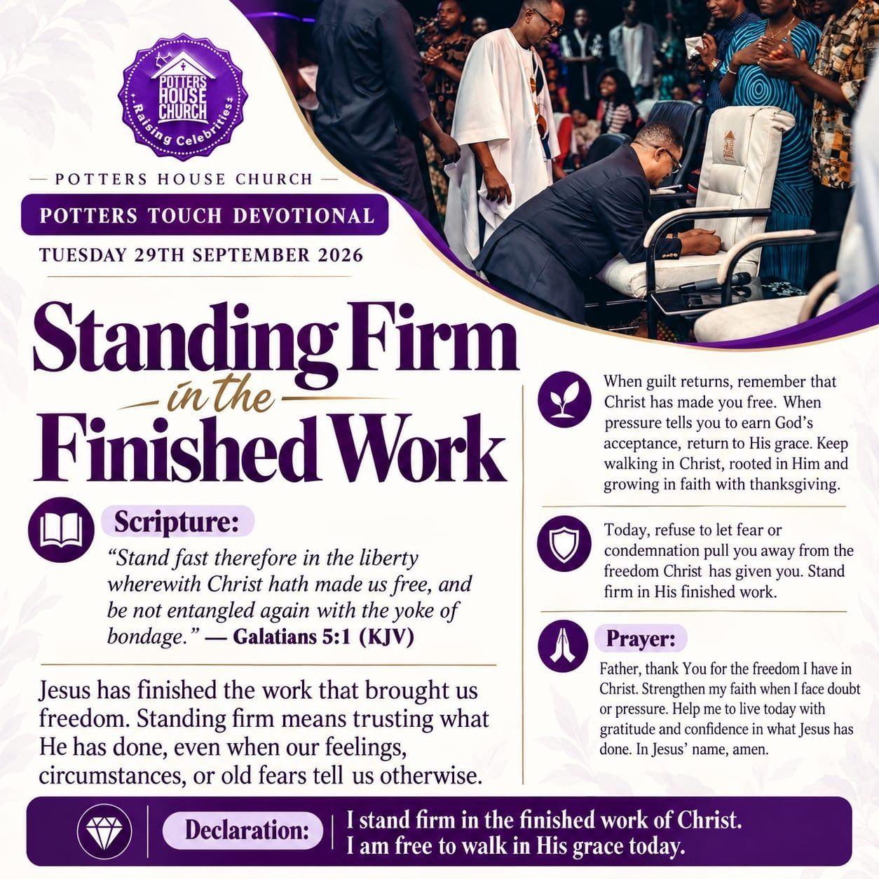 Standing Firm in the Finished Work devotional design