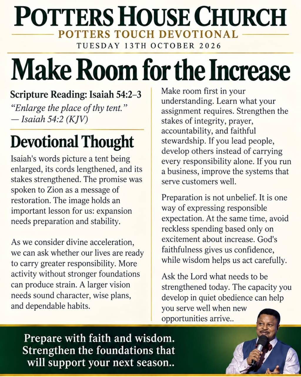 Make Room for the Increase devotional design